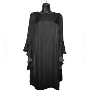 Who What Wear Women’s Black Ruffle Bell Sleeve Shift Mini Dress Size Medium